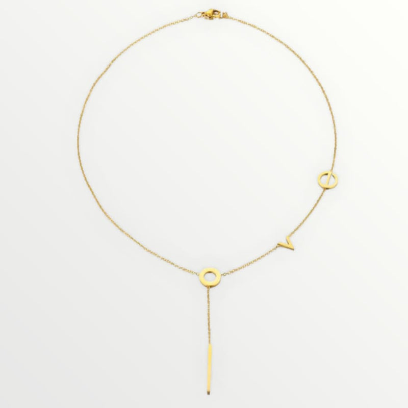 Love spelled necklace in 18k of gold plated chains