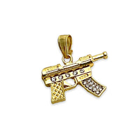 Machine gun pendant in 18kts of gold plated charms