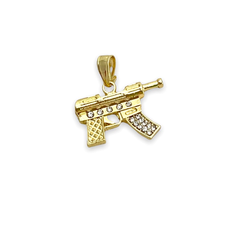 Machine gun pendant in 18kts of gold plated charms