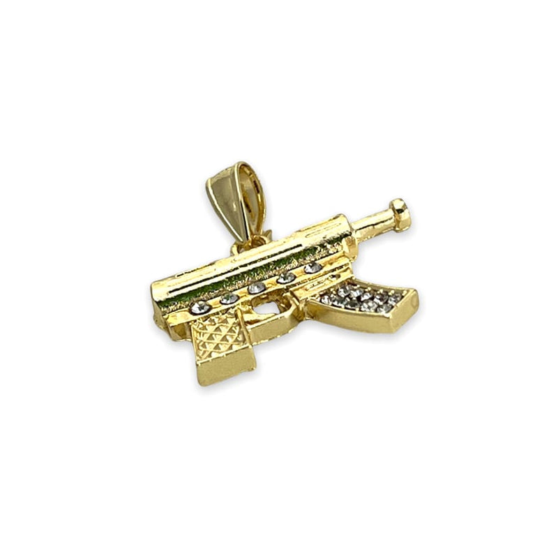 Machine gun pendant in 18kts of gold plated charms