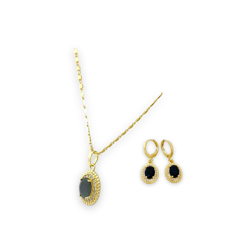 Mara oval shape black huggies earrings in 18k of gold plated earrings