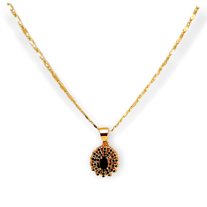 Marie black stones oval shape necklace in 18k of gold plated chains