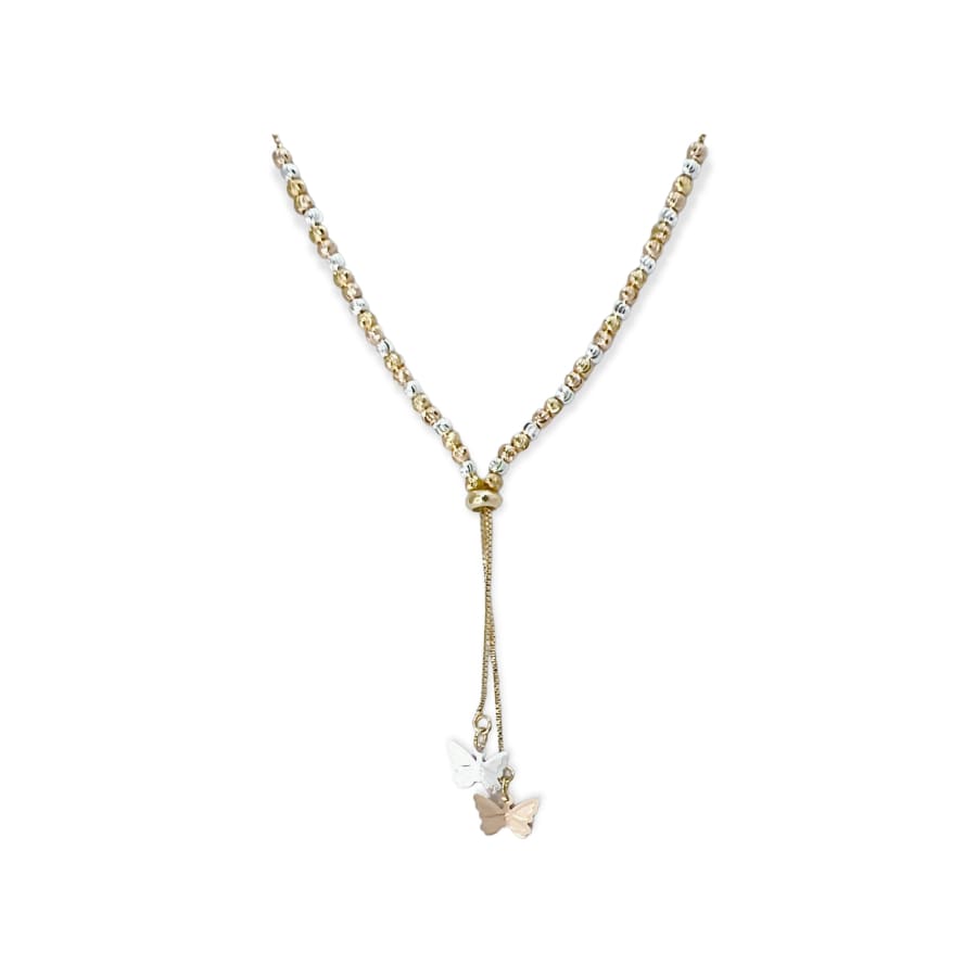 Mimi butterfly charm adjustable necklace in 18k of gold plated chains