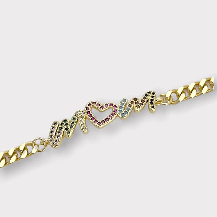 Mom cz cuban link bracelet