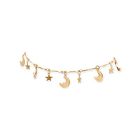 Moon star charms chain anklet 18k of gold plated anklet