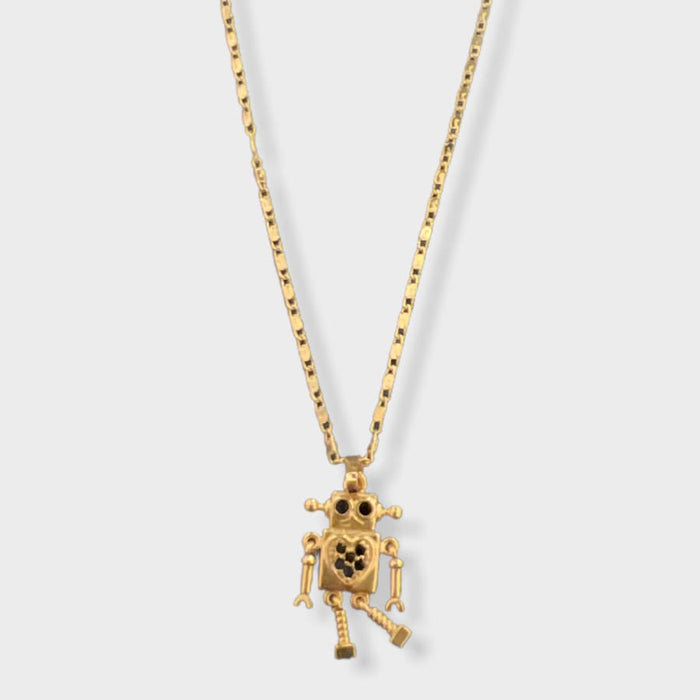 Movable robot necklace gold - filled necklaces