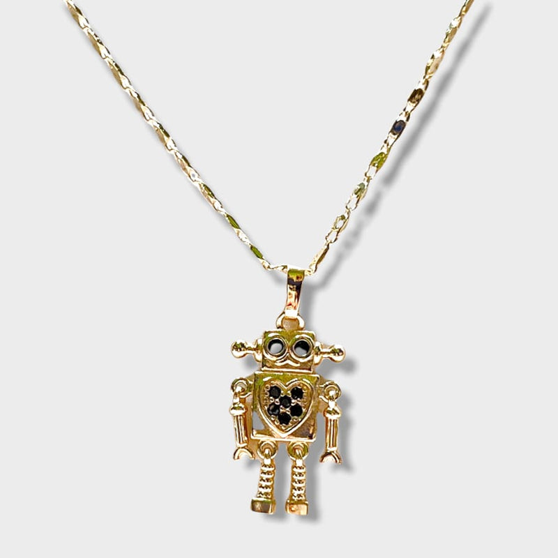 Movable robot necklace gold - filled necklaces