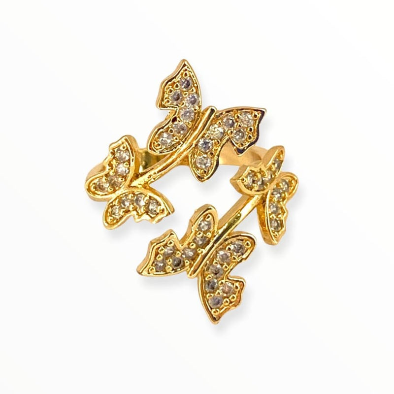 Multi - butterflies open ring in 18k of gold plated rings