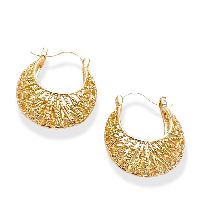 Nina filigree hoops earrings in 14k of gold plated earrings