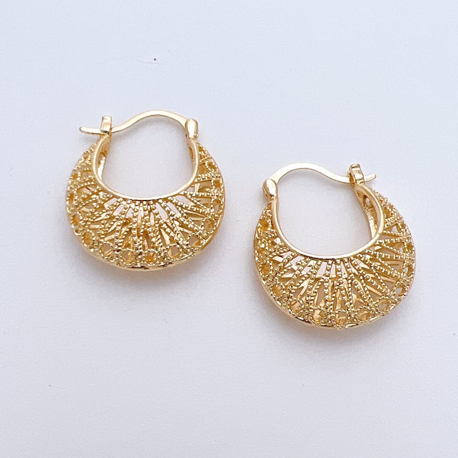 Nina filigree hoops earrings in 14k of gold plated earrings