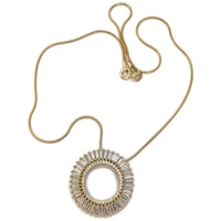 Ola circular cz pendant necklace 18kts of gold plated chain. Chains