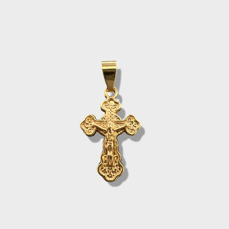 Orthodox filigree gold tone cross 18kts of plated charms