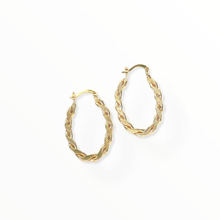 Oval flat braids hoops in 18kts of gold plated earrings