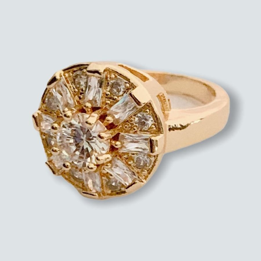 Oval shape clear stones ring in 18k of gold plated rings