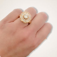 Oval shape clear stones ring in 18k of gold plated rings