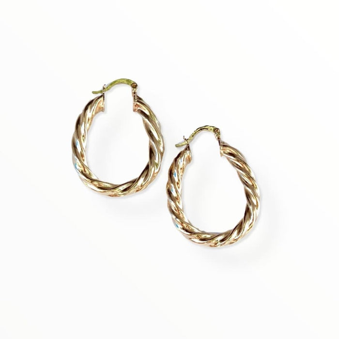 Oval thick braids hoops in 18k of gold plated earrings