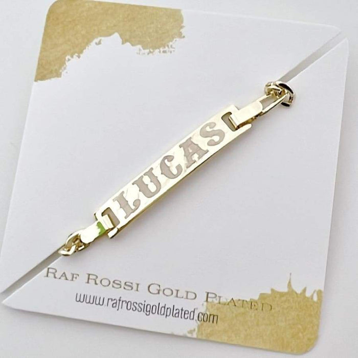 Personalized figaro id bracelet 18kts of gold plated bracelets