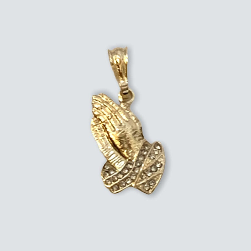 Praying hands pendant in 18kts of gold plated charms