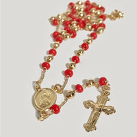 Red beads 3mm rosary 18kts of gold plated 20 rosaries