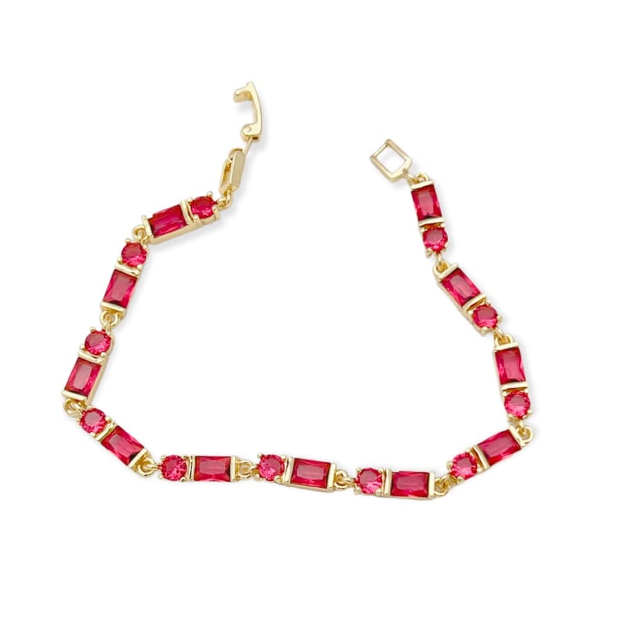 Red cz squares bracelet 18k of gold plated bracelets