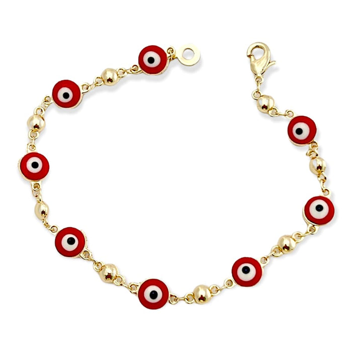 Red evil eye 18kts of gold plated bracelet evil eye link bracelets