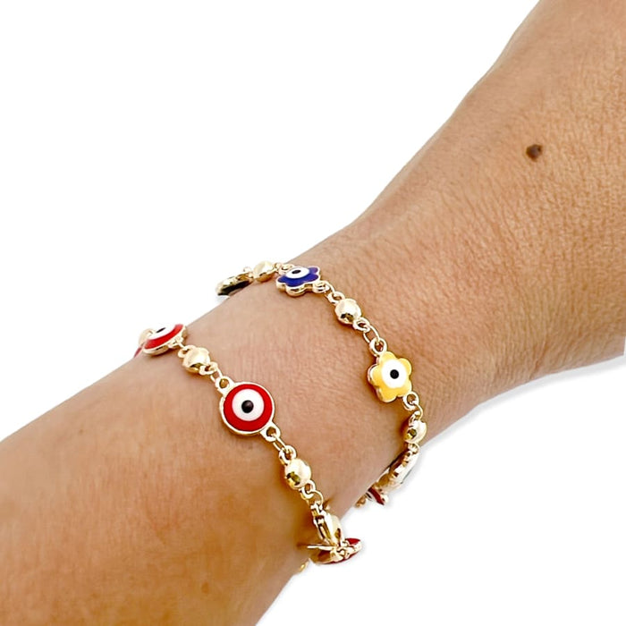 Red evil eye 18kts of gold plated bracelet evil eye link bracelets