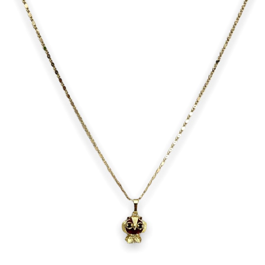 Red owl pendant necklace in 18k of gold plated chains