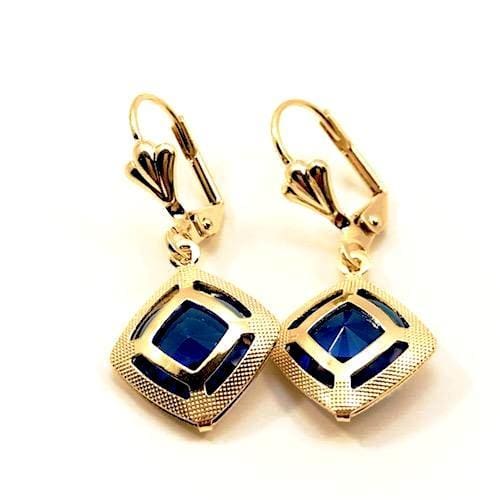 Rhombus shape 18kts gold plated earrings earrings