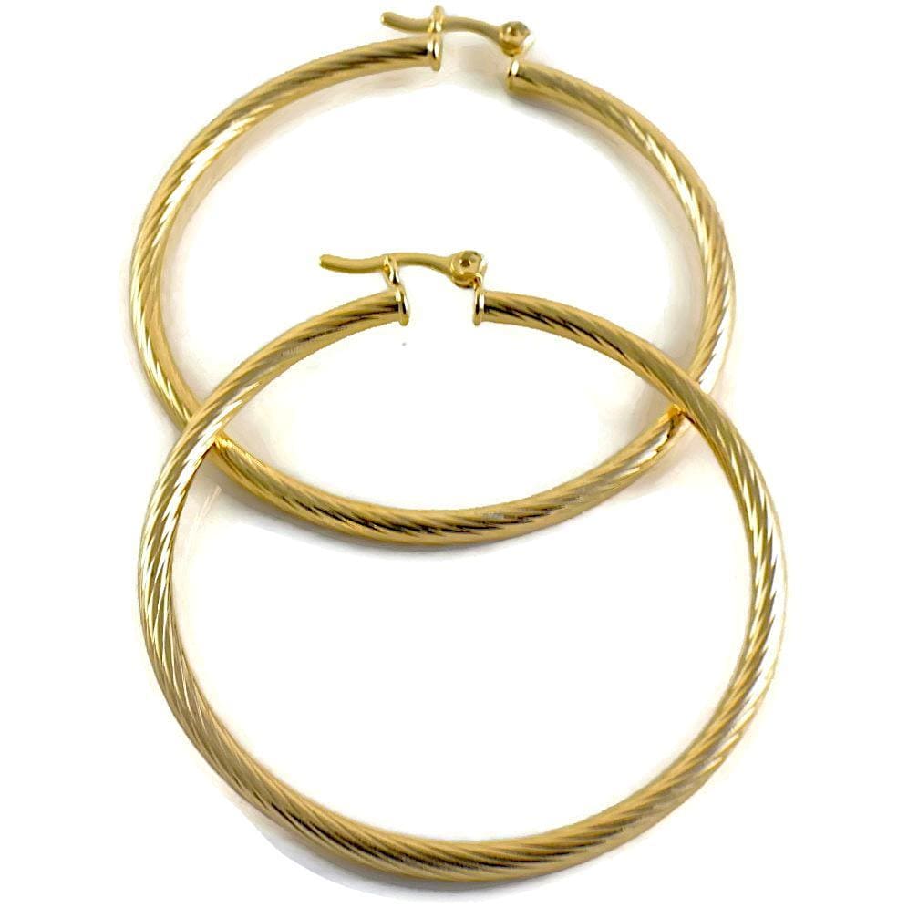 Rope 50cm gold plated earrings hoops earrings