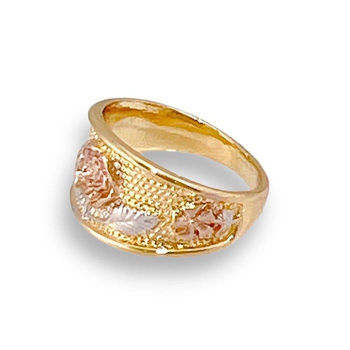 Rose gold flower ring in 18kt of plated rings