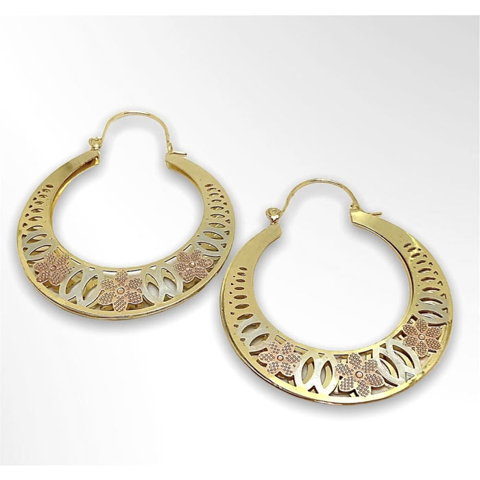 Rose hoop earrings in 18kts of gold plated earrings