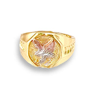 Rose silver and gold eagle ring in 18k of plated rings