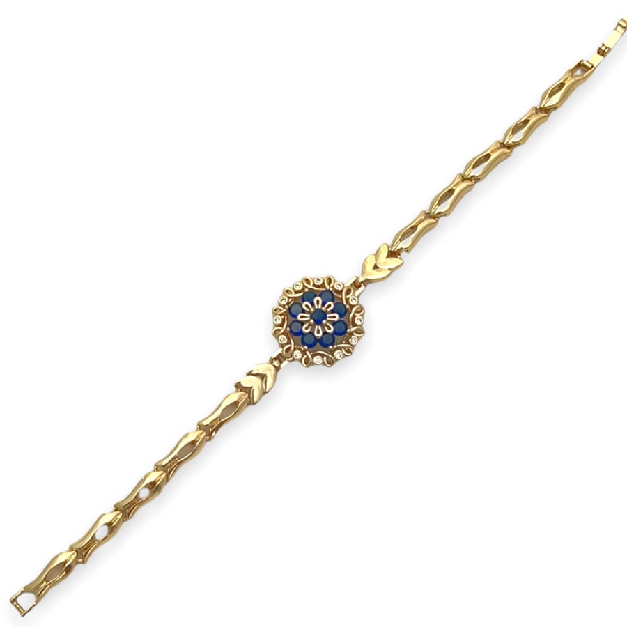 Royal blue flower bracelet in 18kts of gold plated bracelets