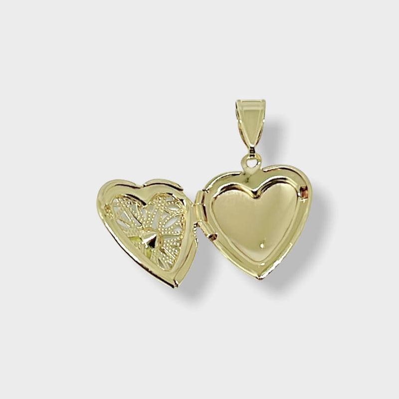 Sage green rose locket filigree heart pendant in 18kts of gold plated charms