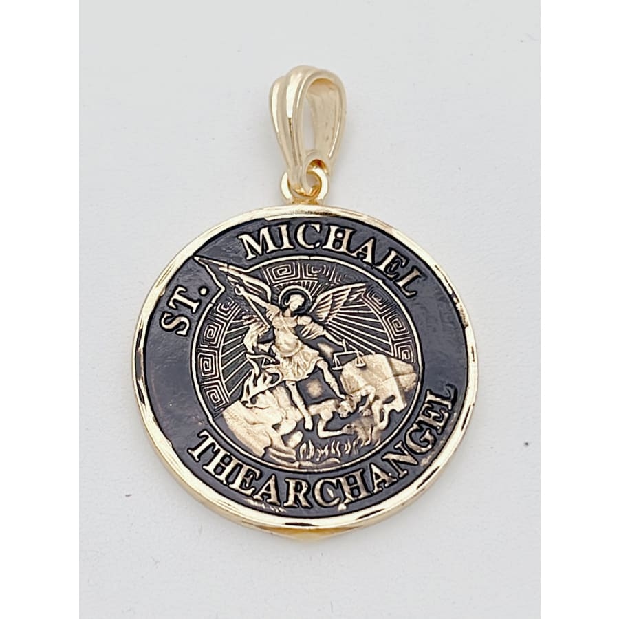 Saint michael archangel burnt like coin pendant charm charms & pendants