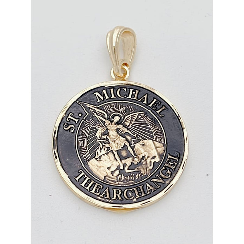 Saint michael archangel burnt like coin pendant charm charms & pendants