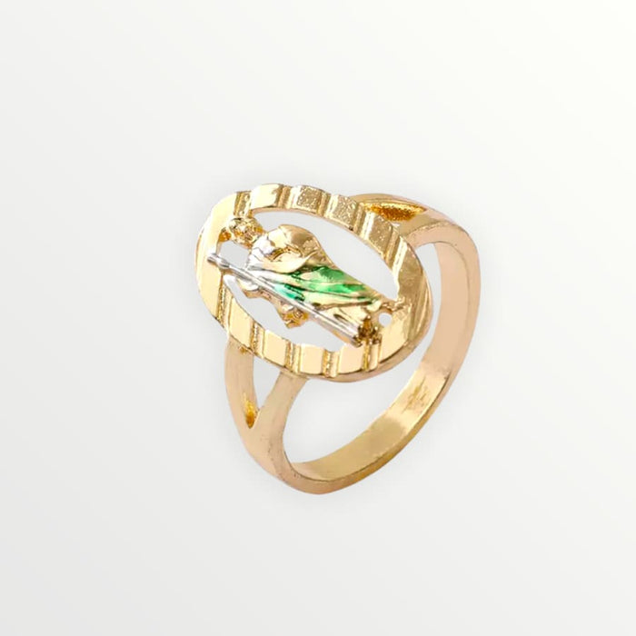 San judas green vest ring 18k of gold plated 7 rings