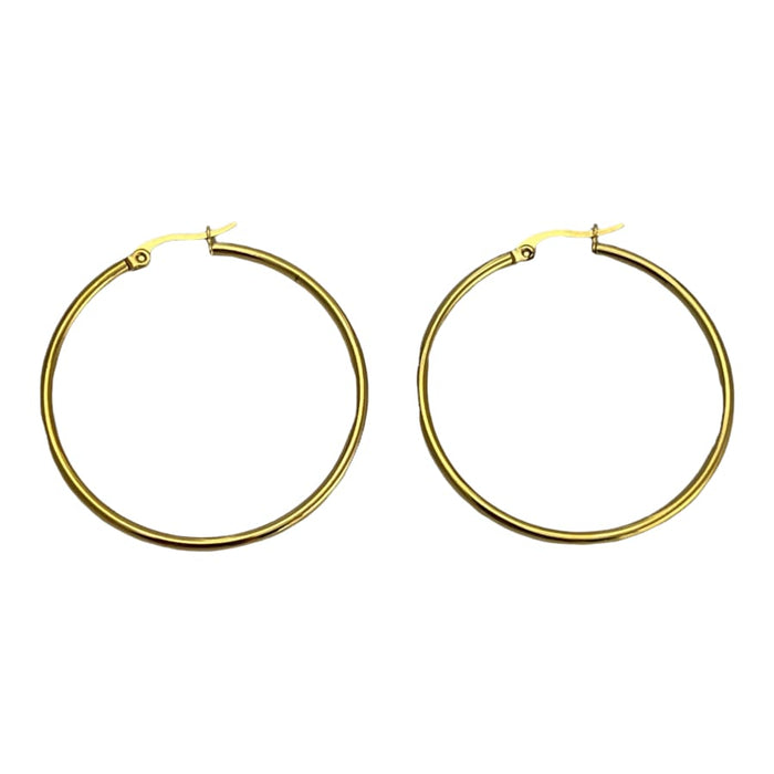 Sandra 4cm diameter thin hoops earrings in 18k of gold plated earrings