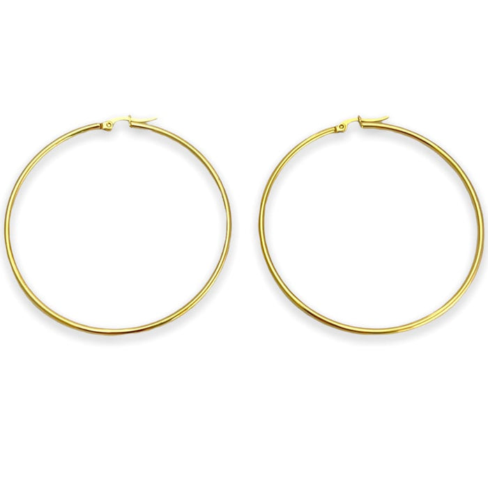 Sandra 6cm diameter thin hoops earrings in 18k of gold plated earrings