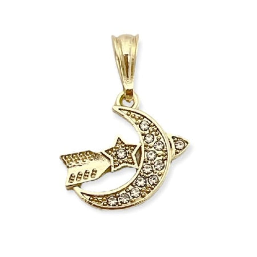 Shooting star moon pendant in 18k of gold layering charms & pendants