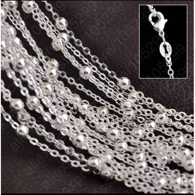 Silver beaded ball rolo chain necklace 18’’l chains