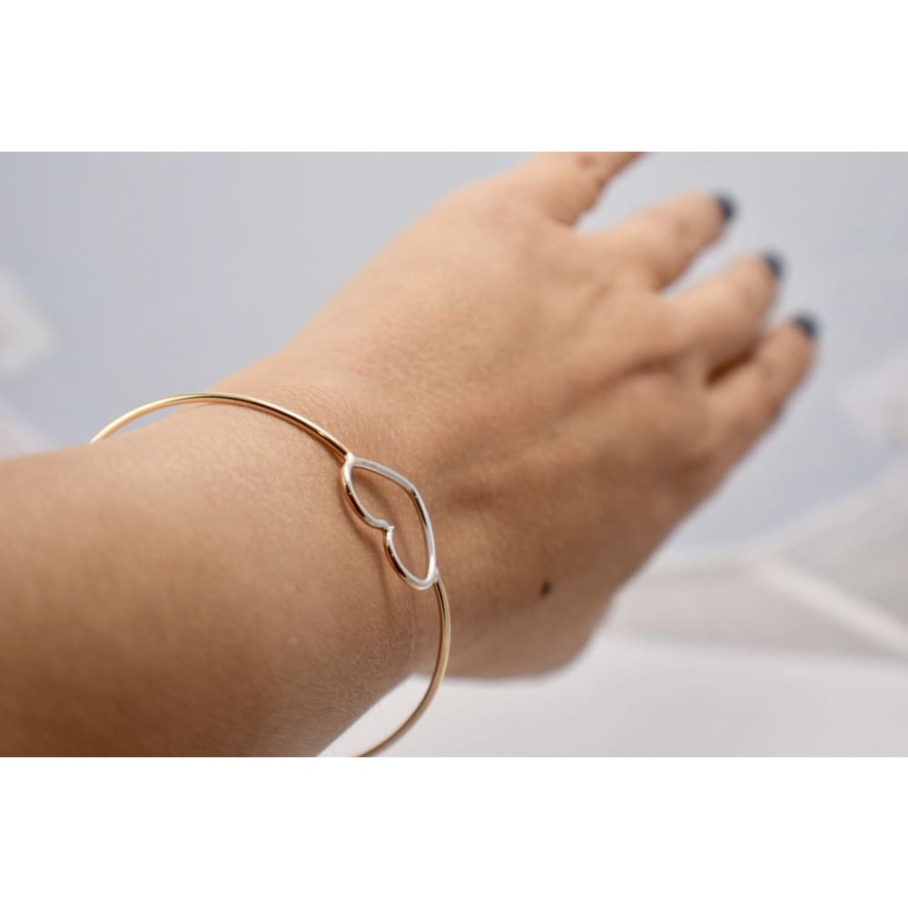 Silver heart cuff bracelet gold plated bracelet