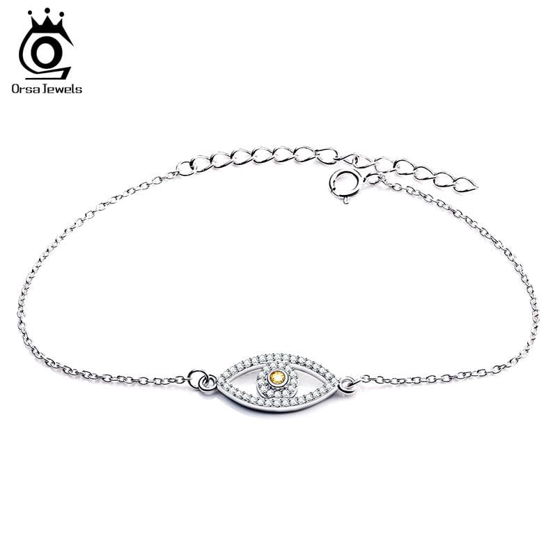 Silver plated cz eye bracelet bracelets