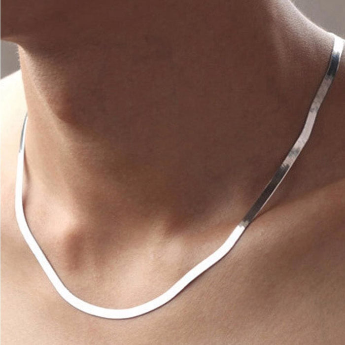 Sliver plated herringbone chain necklace chain