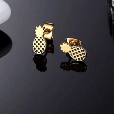 Small pineapple gold stainless steel earrings studs earrings