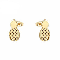 Small pineapple gold stainless steel earrings studs earrings