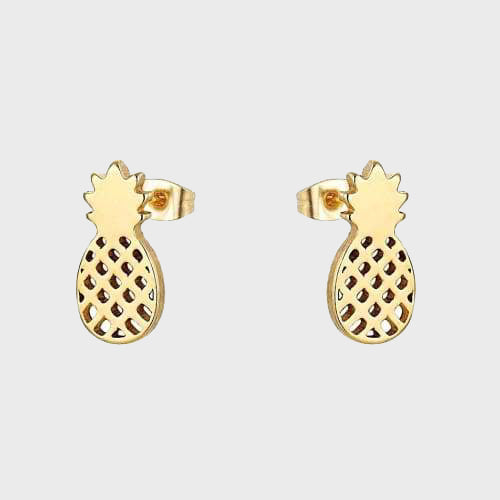 Small pineapple gold stainless steel earrings studs earrings