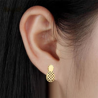 Small pineapple gold stainless steel earrings studs earrings