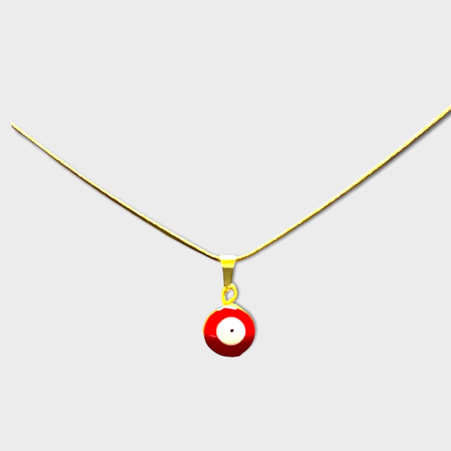 Snake chain red evil eye charm - necklace 18kts gold plated charms