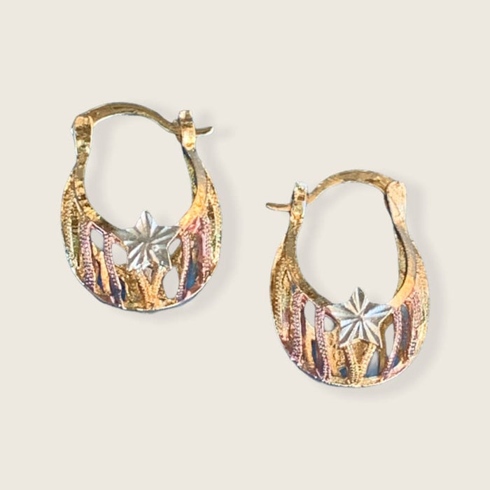 Star hoops earrings in 18k of gold plated earrings